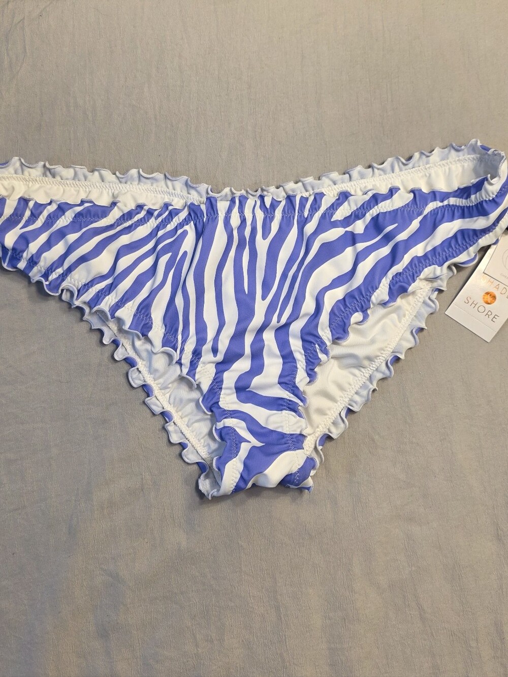 Shade & Shore Purple and White Zebra Ruffle Bikini Bottoms